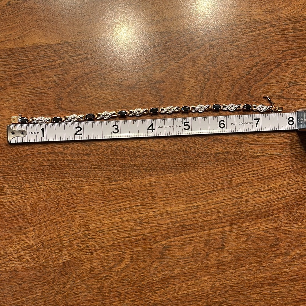 Sapphire and Diamond bracelet- 18KT gold over sterling silver - Picture 5 of 5